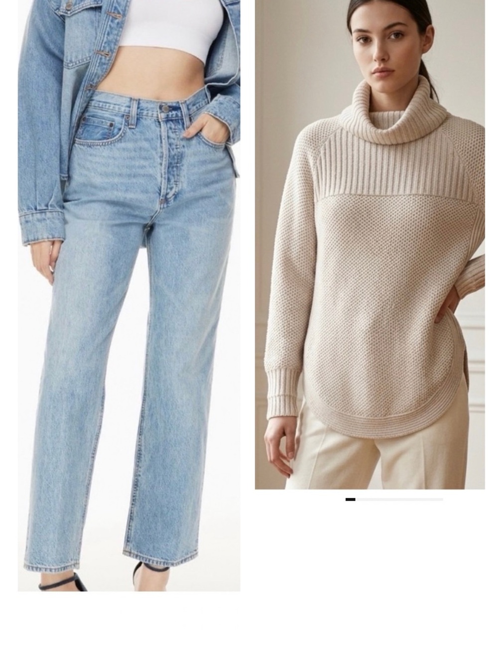 Denim Forum Joni Jeans + RW&CO Chunky Knit Sweater Bundle
